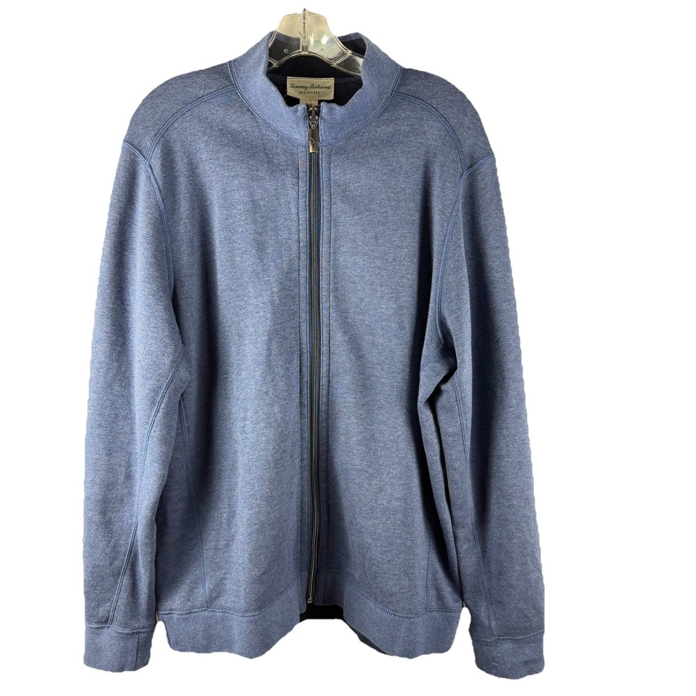 Tommy Bahama Reversible Full Zip Jacket Mens Sz M Blue Casual Resort‎ Beach Club